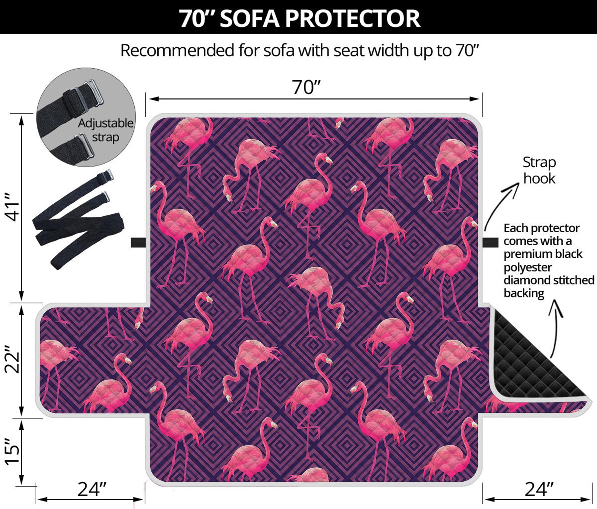 Purple Geometric Flamingo Pattern Print Sofa Protector