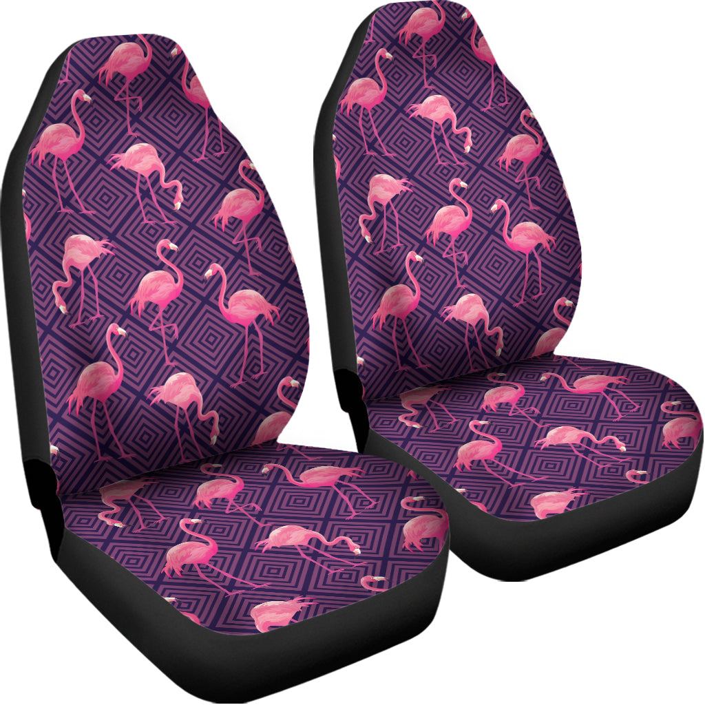Purple Geometric Flamingo Pattern Print Universal Fit Car Seat Covers