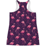 Purple Geometric Flamingo Pattern Print Women's Racerback Tank Top