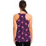 Purple Geometric Flamingo Pattern Print Women's Racerback Tank Top