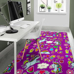 Purple Girly Unicorn Pattern Print Area Rug GearFrost