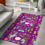 Purple Girly Unicorn Pattern Print Area Rug GearFrost