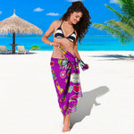 Purple Girly Unicorn Pattern Print Beach Sarong Wrap