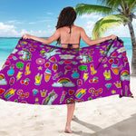 Purple Girly Unicorn Pattern Print Beach Sarong Wrap