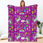 Purple Girly Unicorn Pattern Print Blanket