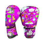 Purple Girly Unicorn Pattern Print Boxing Gloves