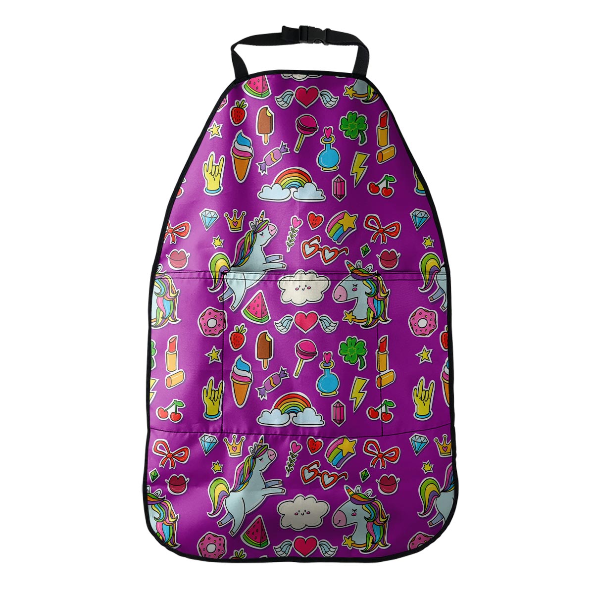 Purple Girly Unicorn Pattern Print Car Seat Organizers