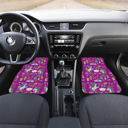 Purple Girly Unicorn Pattern Print Front Car Floor Mats