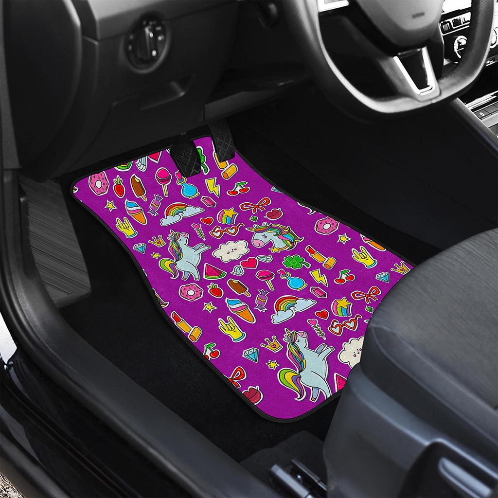 Purple Girly Unicorn Pattern Print Front Car Floor Mats