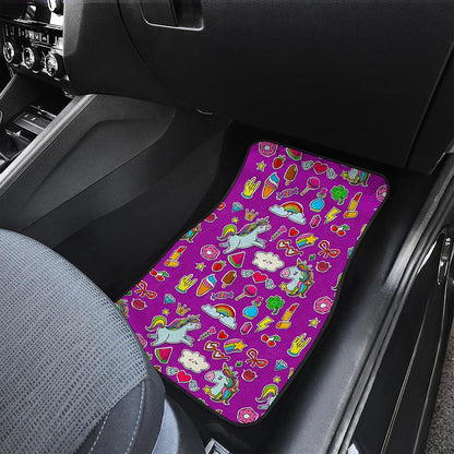 Purple Girly Unicorn Pattern Print Front Car Floor Mats