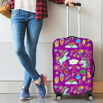 Purple Girly Unicorn Pattern Print Luggage Cover GearFrost