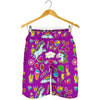 Purple Girly Unicorn Pattern Print Men's Shorts
