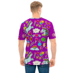 Purple Girly Unicorn Pattern Print Men's T-Shirt
