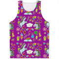 Purple Girly Unicorn Pattern Print Men's Tank Top