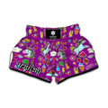 Purple Girly Unicorn Pattern Print Muay Thai Boxing Shorts