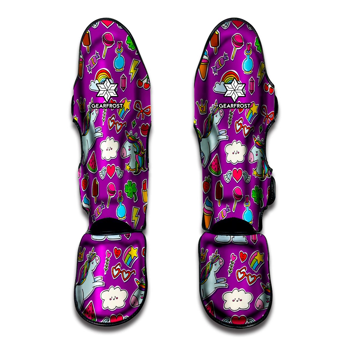 Purple Girly Unicorn Pattern Print Muay Thai Shin Guard