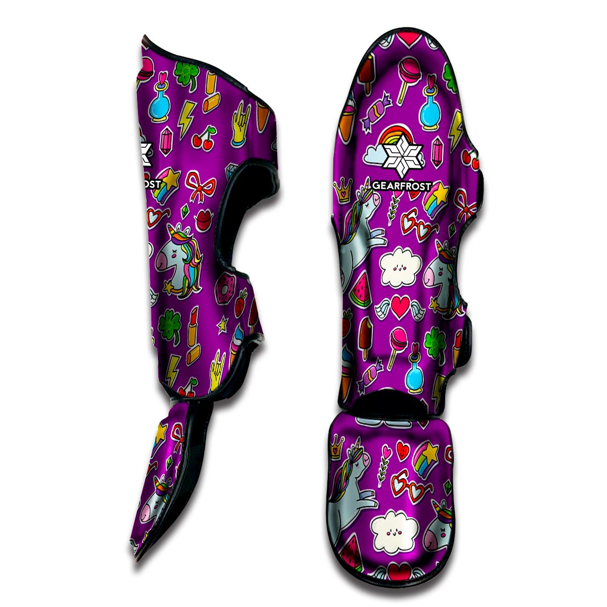 Purple Girly Unicorn Pattern Print Muay Thai Shin Guard