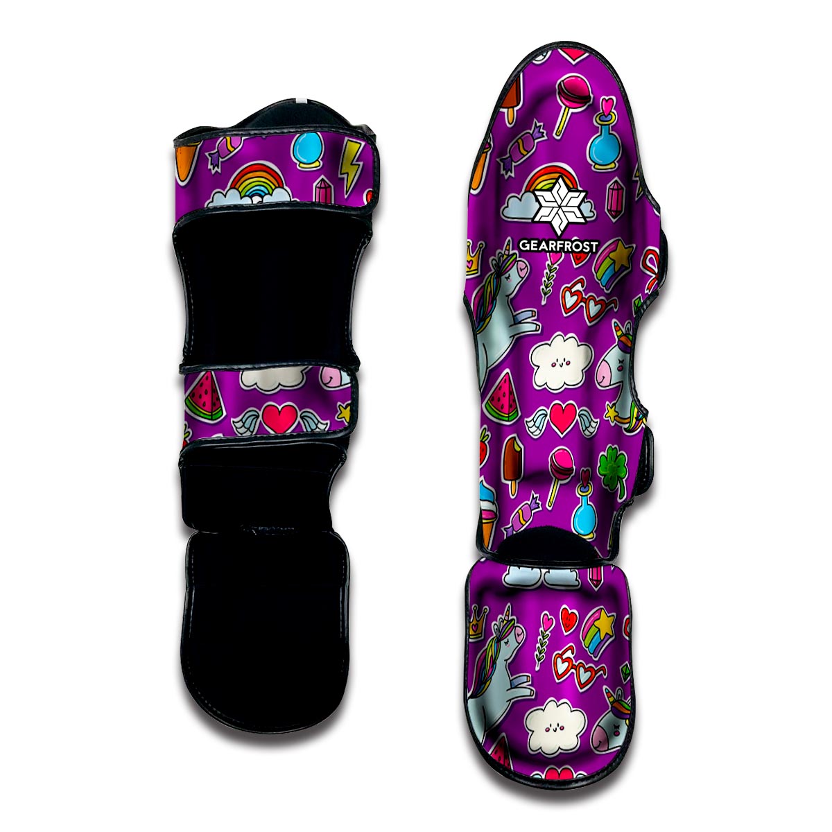 Purple Girly Unicorn Pattern Print Muay Thai Shin Guard