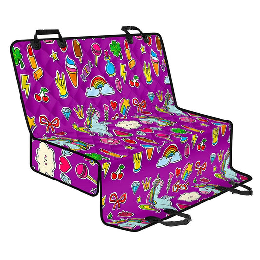 Purple Girly Unicorn Pattern Print Pet Car Back Seat Cover