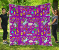 Purple Girly Unicorn Pattern Print Quilt
