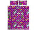 Purple Girly Unicorn Pattern Print Quilt Bed Set
