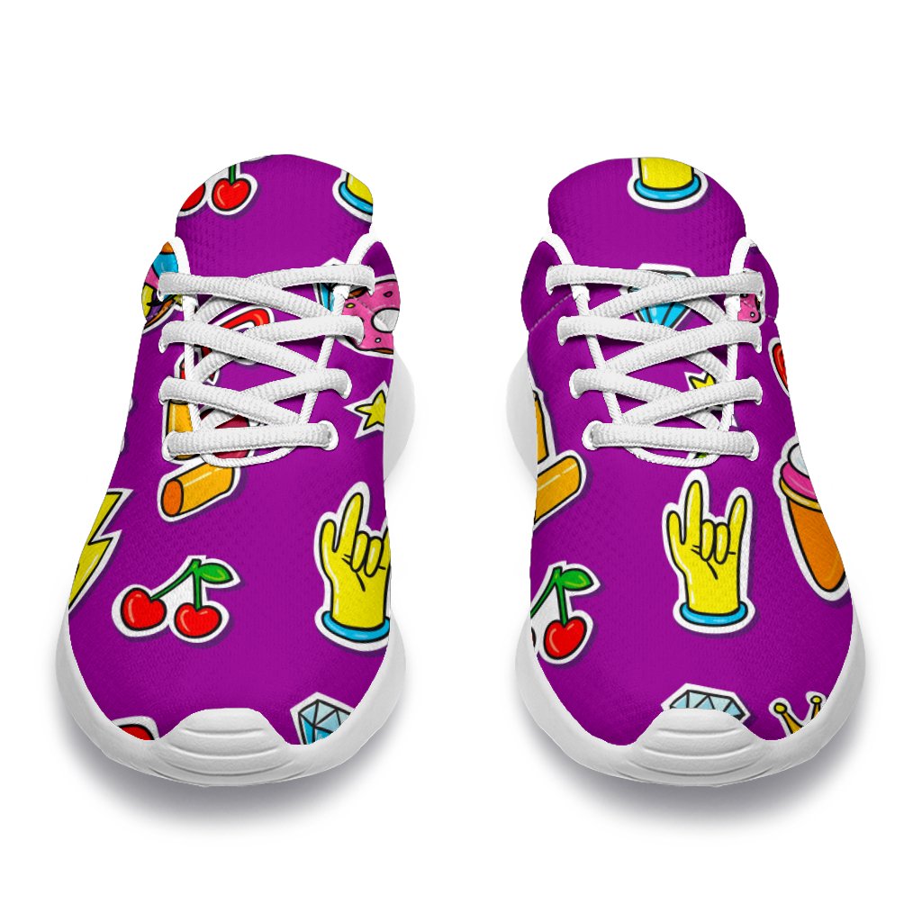 Purple Girly Unicorn Pattern Print Sport Shoes GearFrost