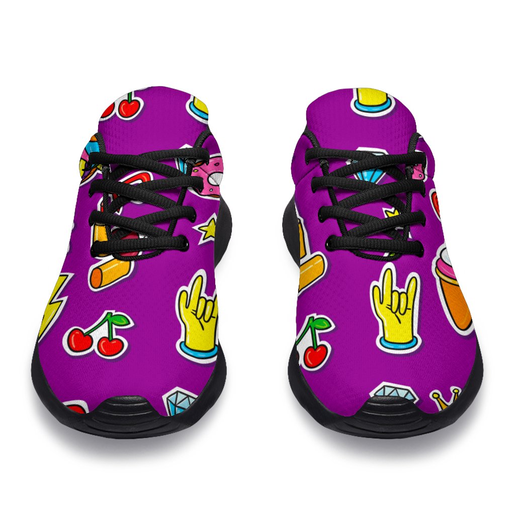 Purple Girly Unicorn Pattern Print Sport Shoes GearFrost