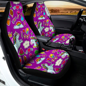 Purple Girly Unicorn Pattern Print Universal Fit Car Seat Covers