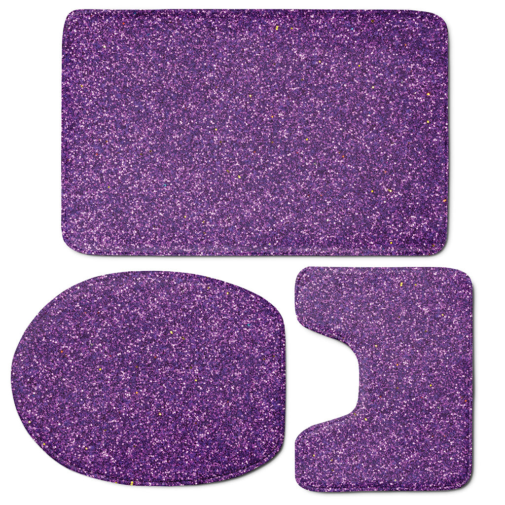 Purple Glitter Artwork Print (NOT Real Glitter) 3 Piece Bath Mat Set