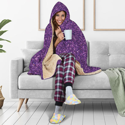 Purple Glitter Artwork Print (NOT Real Glitter) Hooded Blanket