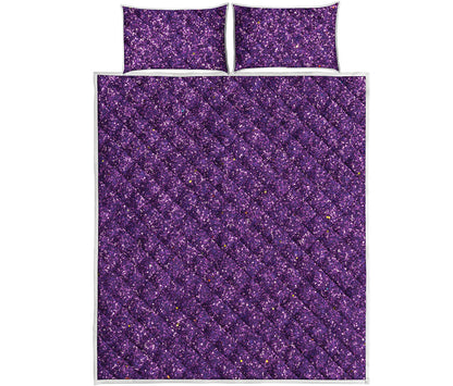 Purple Glitter Artwork Print (NOT Real Glitter) Quilt Bed Set