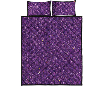 Purple Glitter Artwork Print (NOT Real Glitter) Quilt Bed Set