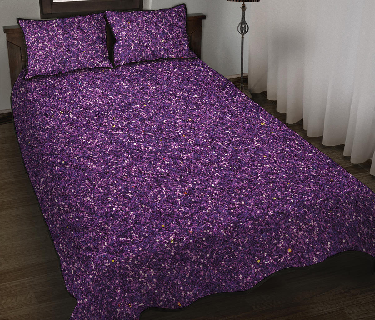 Purple Glitter Artwork Print (NOT Real Glitter) Quilt Bed Set