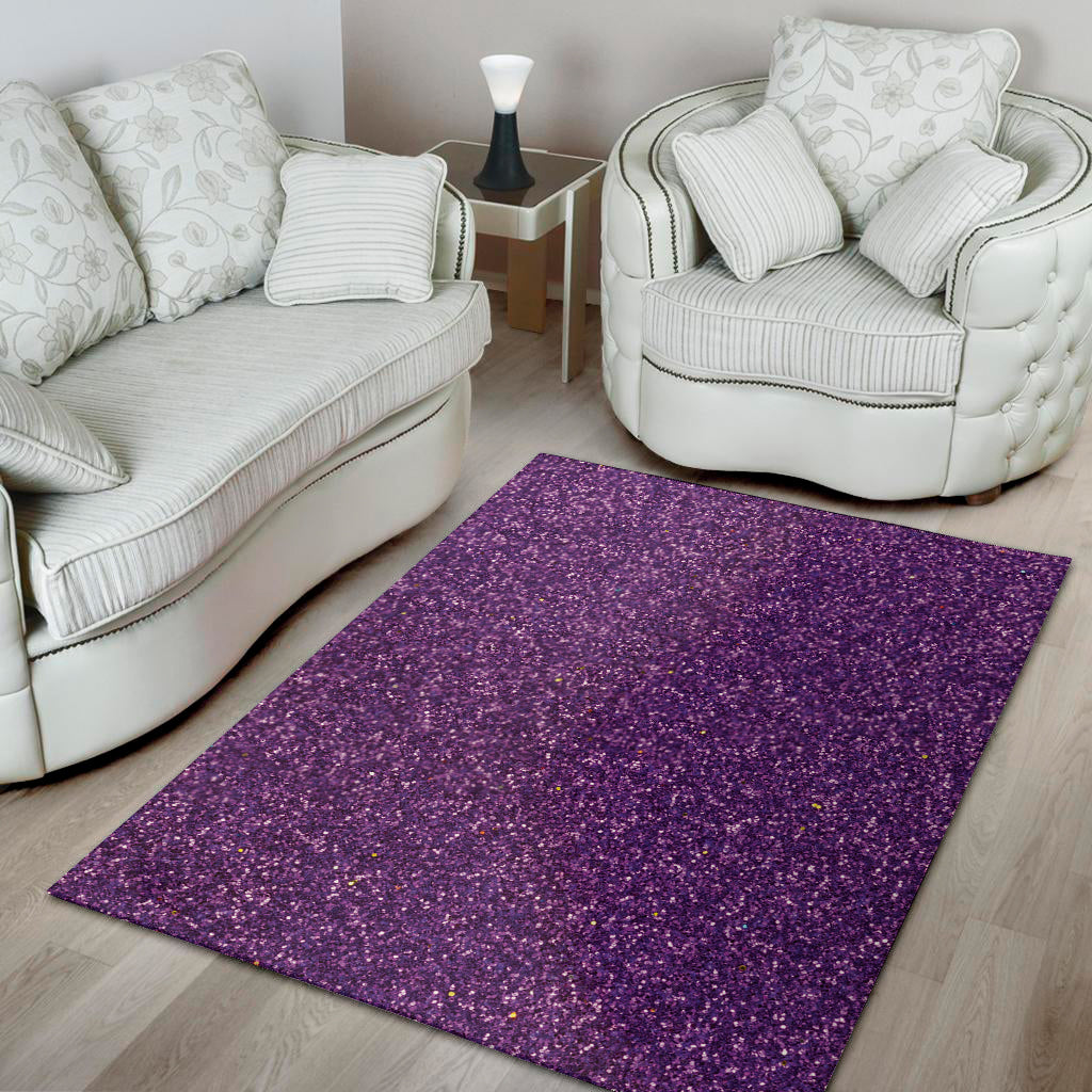 Purple Glitter Texture Print Area Rug