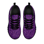 Purple Glitter Texture Print Black Sneakers