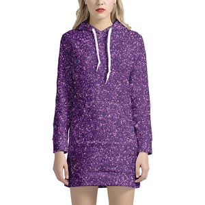 Purple Glitter Texture Print Hoodie Dress