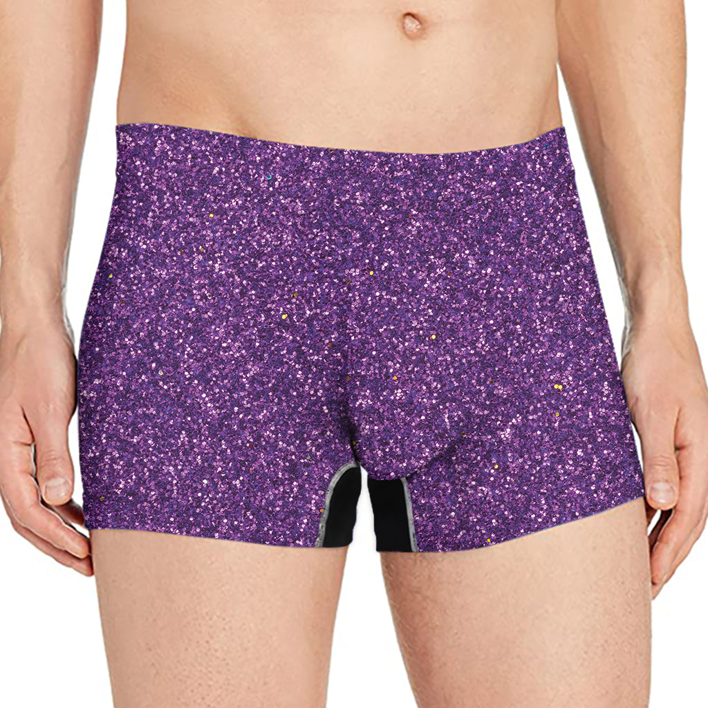 Purple Glitter Texture Print Men's Boxer Briefs