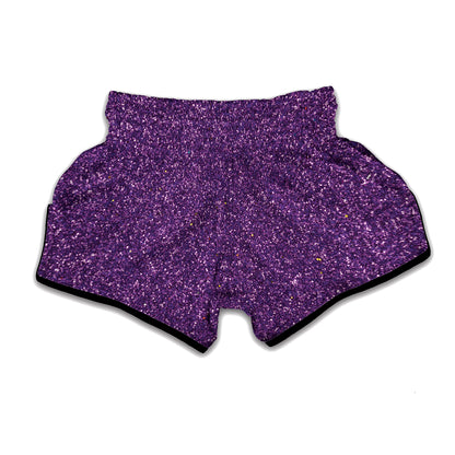 Purple Glitter Texture Print Muay Thai Boxing Shorts