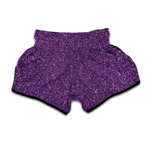 Purple Glitter Texture Print Muay Thai Boxing Shorts