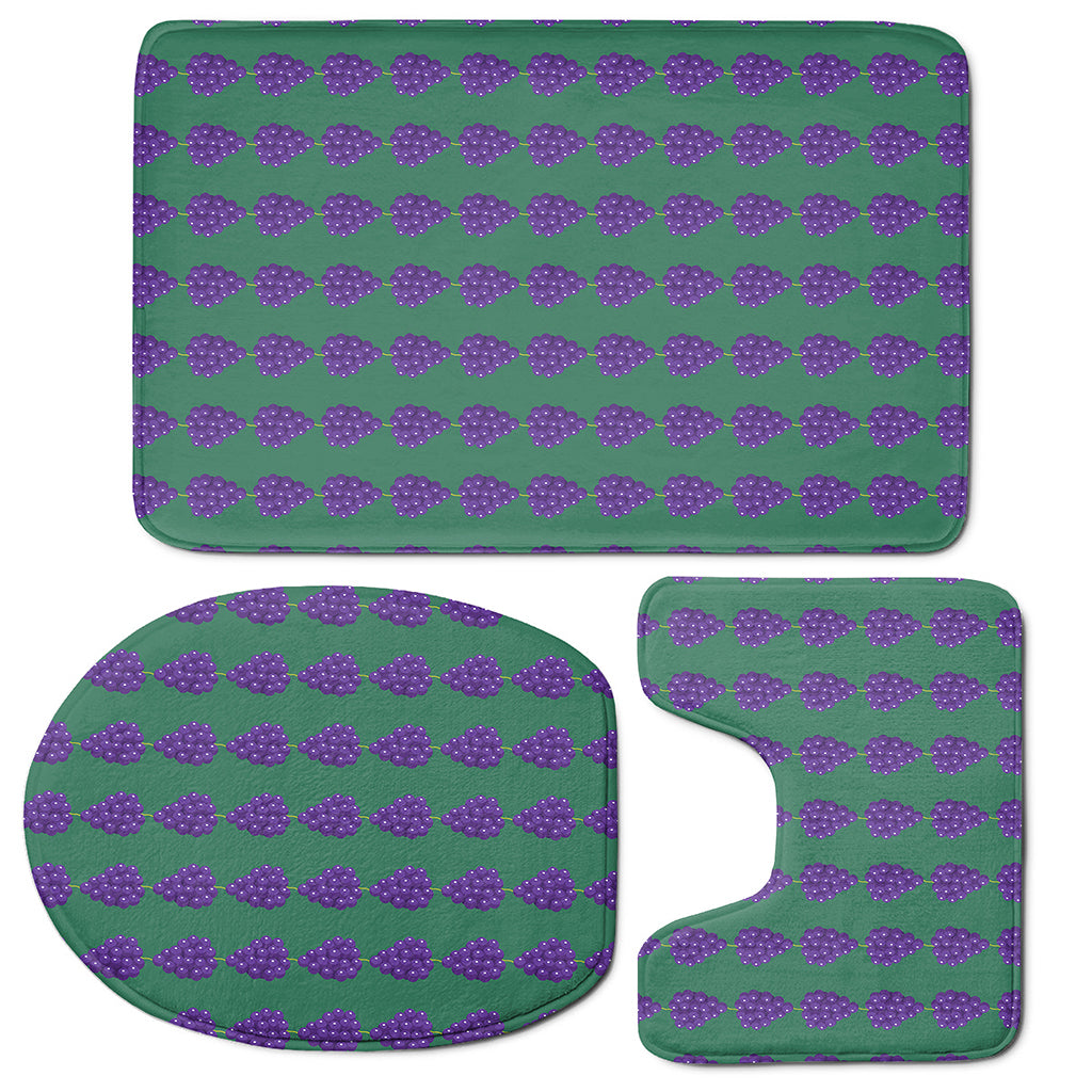 Purple Grape Pattern Print 3 Piece Bath Mat Set