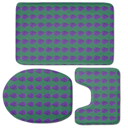 Purple Grape Pattern Print 3 Piece Bath Mat Set