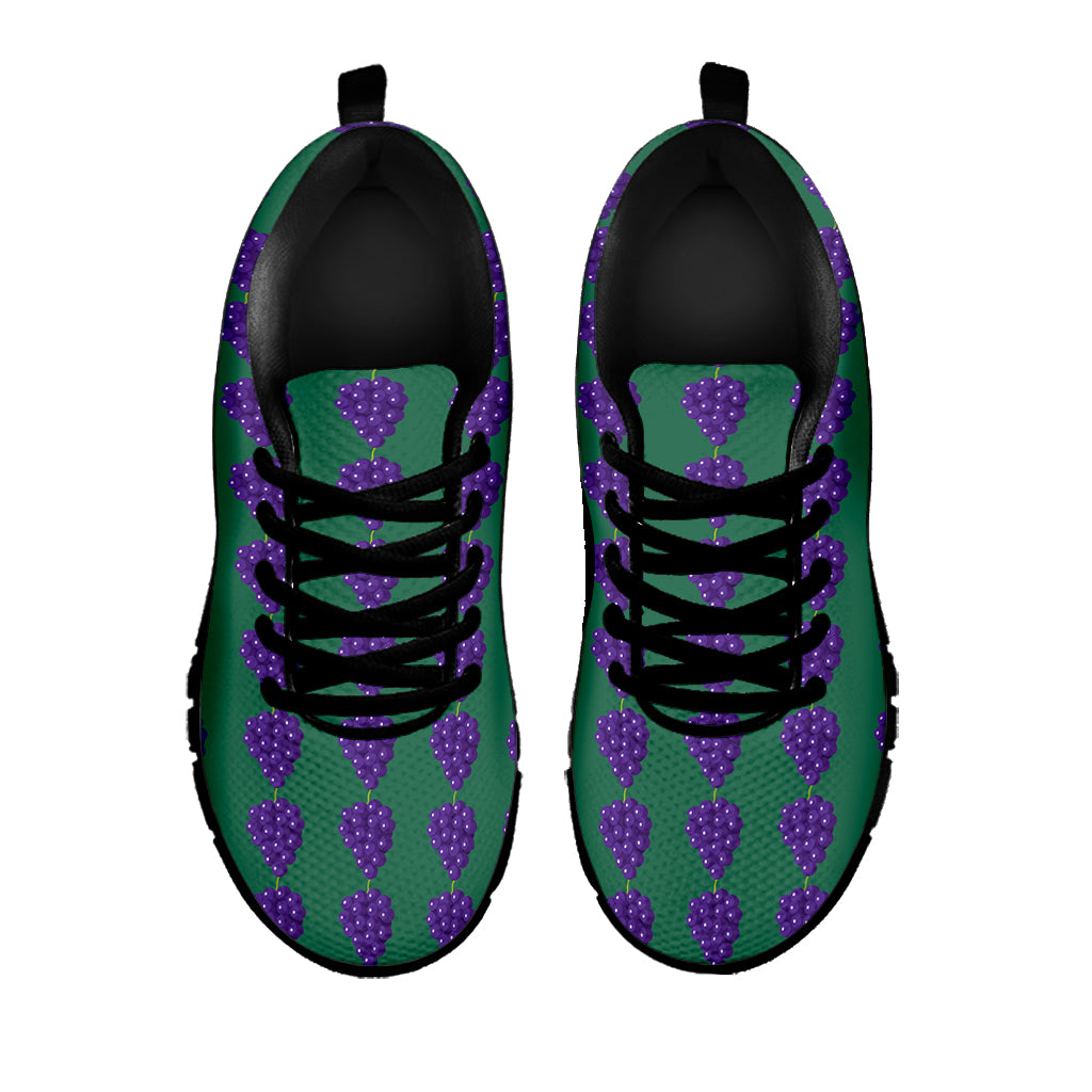Purple Grape Pattern Print Black Sneakers