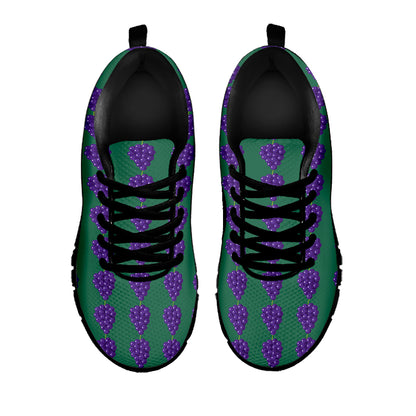 Purple Grape Pattern Print Black Sneakers
