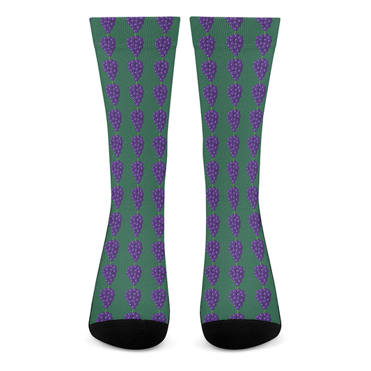 Purple Grape Pattern Print Crew Socks