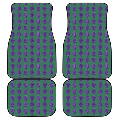 Purple Grape Pattern Print Front and Back Car Floor Mats