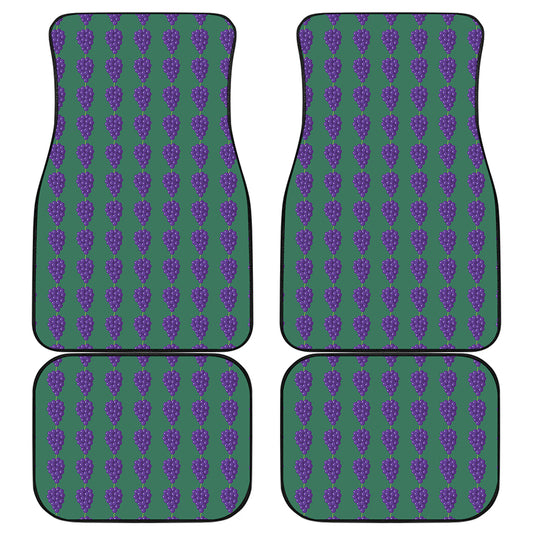 Purple Grape Pattern Print Front and Back Car Floor Mats