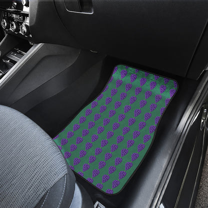 Purple Grape Pattern Print Front and Back Car Floor Mats