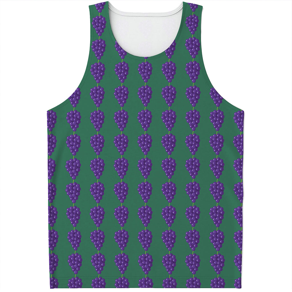 Purple Grape Pattern Print Men's Tank Top
