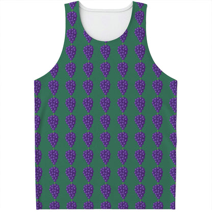 Purple Grape Pattern Print Men's Tank Top