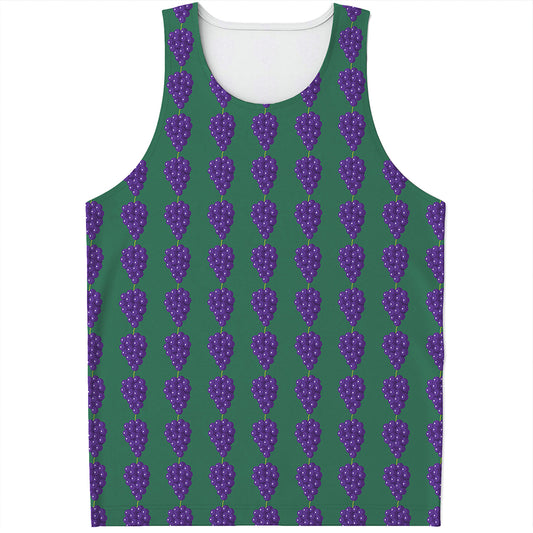 Purple Grape Pattern Print Men's Tank Top